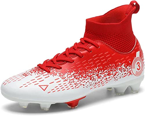 BINQER Herren-Fußballschuhe, rutschfeste und verschleißfeste Outdoor-Spikes, Wettkampf-Trainingsschuhe, Sportschuhe, Studenten-Fußballschuhe, Rasen-Trainingsschuhe Fußballausrüstung(Color:Red T,Size:4 von BINQER