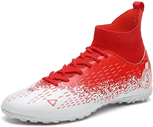 BINQER Herren-Fußballschuhe, rutschfeste und verschleißfeste Outdoor-Spikes, Wettkampf-Trainingsschuhe, Sportschuhe, Studenten-Fußballschuhe, Rasen-Trainingsschuhe Fußballausrüstung(Color:Red R,Size:4 von BINQER