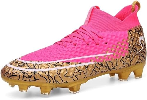 BINQER Herren-Fußballschuhe for festen Boden und Rasen – leichte und Bequeme Sportschuhe for Laufen und Spieltraining im Freien Spikes Schuhe (Color : 219-pink, Size : 35 EU) von BINQER