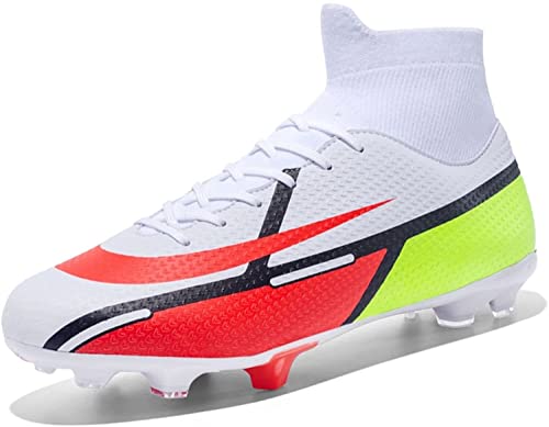 BINQER Jugend-Fußballschuhe, Herren-Fußballschuhe, rutschfest, langlebig, for Kinder, Outdoor-Sport, Fußballschuhe, Trainingsschuhe Fußballausrüstung (Color : Blanc Orange T, Size : 39 EU) von BINQER