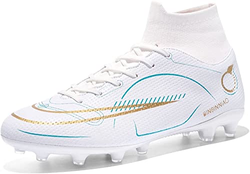 BINQER Jugend-Fußballschuhe, Herren-Fußballschuhe, rutschfest, langlebig, for Kinder, Outdoor-Sport, Fußballschuhe, Trainingsschuhe Fußballausrüstung (Color : Blanc T, Size : 39 EU) von BINQER