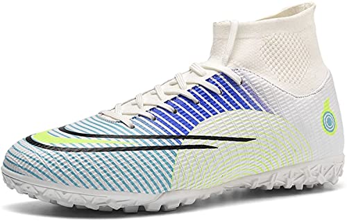 BINQER Jugend-Fußballschuhe, rutschfeste und langlebige Outdoor-Sport-Trainingsschuhe, Wettkampf-Studenten-Fußballschuhe, Fußballschuhe for Herren Fußballausrüstung(Color:White R,Size:44 EU) von BINQER