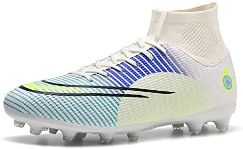 BINQER Jugend-Fußballschuhe, rutschfeste und langlebige Outdoor-Sport-Trainingsschuhe, Wettkampf-Studenten-Fußballschuhe, Fußballschuhe for Herren Fußballausrüstung(Color:White T,Size:37 EU) von BINQER