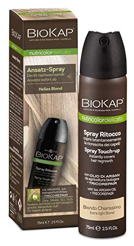 BIOKAP Touch Up Ansatz Spray 75ml | HELLBLOND | Grauen Ansatz kaschieren in 1 Sekunde | hält bis zur nächsten Haarwäsche | Bio Arganöl - TricoREPAIR Komplex von BIOKAP