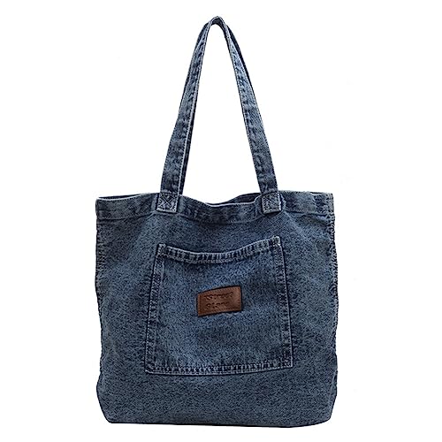 BIOSA Damen-Umhängetasche, luxuriöse Designer-Jeans-Tragetasche, große Kapazität, Clutch, modische Unterarmtasche, einfache weibliche Pendler-Handtasche for Büro, Reisen (Dunkelblau) von BIOSA