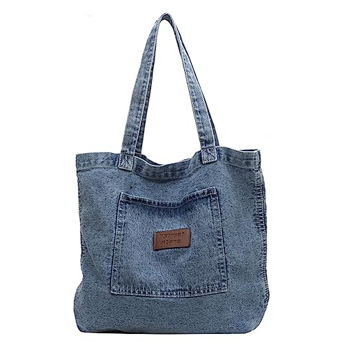 BIOSA Luxus-Designer-Jeans-Tragetasche for Damen, Umhängetasche, große Kapazität, modische Unterarmtasche, einfache weibliche Pendler-Handtasche for Büro, Reisen (Hellblau) von BIOSA