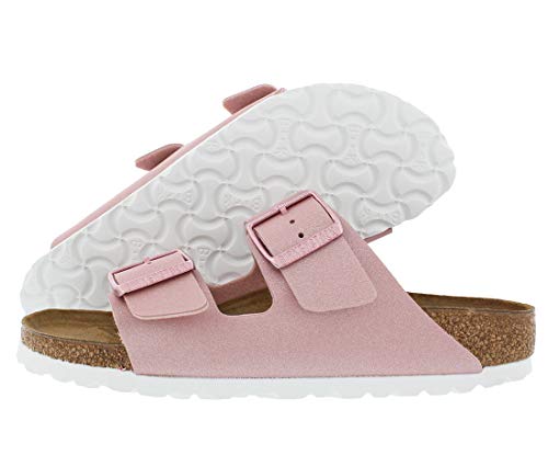 BIRKENSTOCK Arizona Leder-Sandalen unisex, Pink (Icy Metallic Old Rose), 9-9.5 Narrow Women/7-7.5 Narrow Men von BIRKENSTOCK