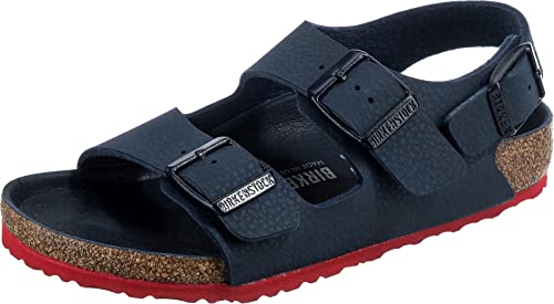 BIRKENSTOCK Milano Kids BF Jungen,Kinder,Sandalen,Synthetik,Weichbettung,Fersenriemen,Klettverschluss,Schnalle,Blue Red,34 EU von BIRKENSTOCK