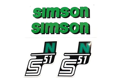 BISOMO Set Aufkleber Simson S51 N grün für Tank und Seitendeckel von BISOMO