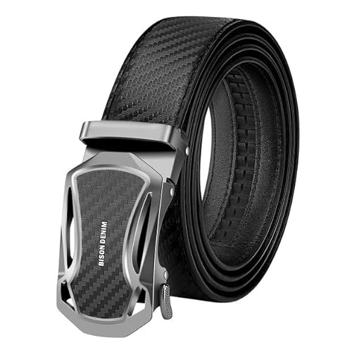 BISON DENIM Gürtel für Männer, Gürtel Ratsche Automatische Schnalle Herrenbekleidung Business Anzug Gürtel Größe Custom 35mm Wide Belt von BISON DENIM