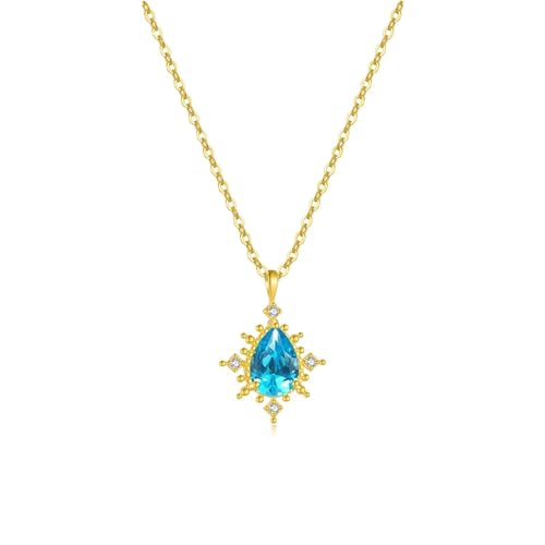 BISONBLUE Halskette Damen Anhänger Geschenk Frauen Kette Geschenk Hochzeitsanhänger Lange Kette Damen Gold von BISONBLUE