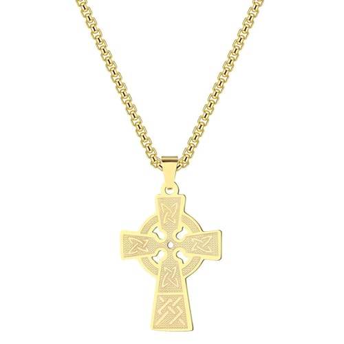 BISONBLUE Halskette Damen Anhänger Geschenk Frauen Kette Geschenk Kreuz Anhänger Halskette Männer Halskette Hip Hop Punk Zubehör Gold von BISONBLUE