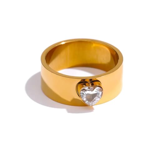 BISONBLUE Ringe Damen Rings Frauen Geschenk Modeaccessoires Runde romantische Herz-Bling-wasserdichte Ringe 6 YH1120A von BISONBLUE