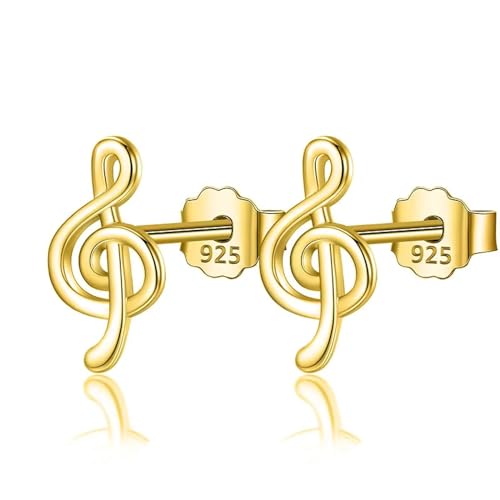 Ohrringe Damen Ohrstecker Damenohrringe Frauen S925 Damen-Ohrschmuck Mädchen Modischer Süßer Kleiner Ohrstecker Mit Musiknotation Für Damen von BISONBLUE