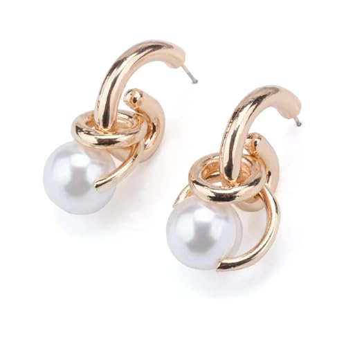 Ohrringe Damen Ohrstecker Ohrhänger Modische 925 Geschenk Für Frauen Freundin Mädchen Creolen-Kreis-Ohrringe Mit Perle Für Damen-Ohrringe von BISONBLUE