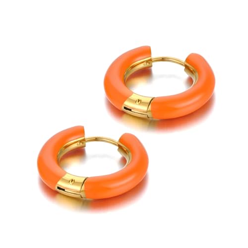 Ohrringe Damen Ohrstecker Ohrhänger Modische 925 Geschenk Für Frauen Freundin Mädchen Ohrringe Für Damen Öffnen Ohrringe Blau Grün Rosa E33161G-Orange von BISONBLUE