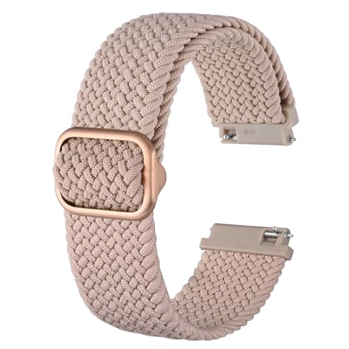 BISONSTRAP Nylon Uhrenarmband 18mm, Verstellbare Geflochtene Uhrenarmbänder für Herren und Damen, Rosa/Rosa Schließe von BISONSTRAP