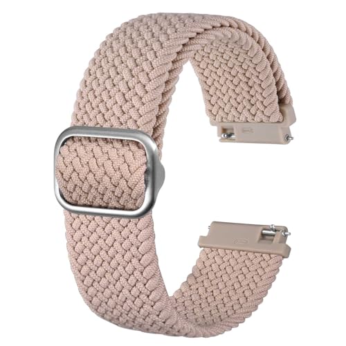 BISONSTRAP Nylon Uhrenarmband 18mm, Verstellbare Geflochtene Uhrenarmbänder für Herren und Damen, Rosa/Silber Schließe von BISONSTRAP