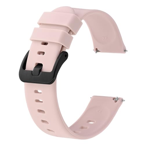 BISONSTRAP Silikon Uhrenarmband, Leichtgewicht Uhrenarmbänder mit Schnellverschluss, 18mm, Rosa mit Schwarzer Schnalle von BISONSTRAP