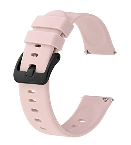 BISONSTRAP Silikon Uhrenarmband, Leichtgewicht Uhrenarmbänder mit Schnellverschluss, 20mm, Rosa mit Schwarzer Schnalle von BISONSTRAP