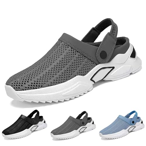 BIUBIULOVE 2024 Neue Atmungsaktive Rutschfeste Freizeitsandalen, Herren Orthopädische Hohl-Out-Sommersandalen, Orthopädische Diabetiker-Wanderschuhe (Grau,47) von BIUBIULOVE