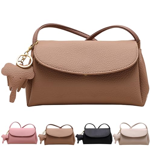 BIUBIULOVE Hochwertige Modische Umhängetasche Für Damen Mit Elefanten-Anhänger, Lässige Schulterhandtasche, Mini-Geldbörse Mit Verstellbarem Riemen (Khaki,One Size) von BIUBIULOVE