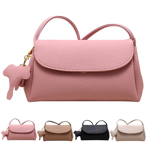 BIUBIULOVE Hochwertige Modische Umhängetasche Für Damen Mit Elefanten-Anhänger, Lässige Schulterhandtasche, Mini-Geldbörse Mit Verstellbarem Riemen (Rosa,One Size) von BIUBIULOVE