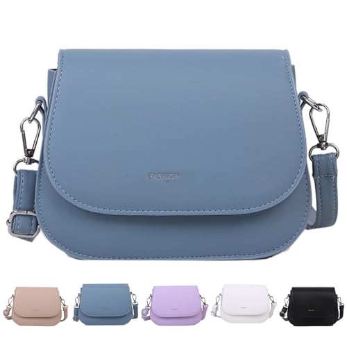 BIUBIULOVE Modische Damen-Umhängetasche Mit Verstellbarem Riemen, Kleine Umhängetaschen Für Damen, Schulterhandtaschen Aus Leder, Leichte Umhängetaschen, Umhängetasche (Blau,one size) von BIUBIULOVE