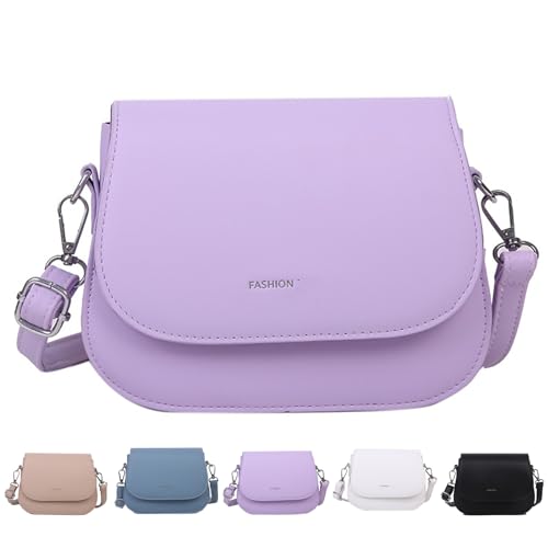 BIUBIULOVE Modische Damen-Umhängetasche Mit Verstellbarem Riemen, Kleine Umhängetaschen Für Damen, Schulterhandtaschen Aus Leder, Leichte Umhängetaschen, Umhängetasche (Lila,one size) von BIUBIULOVE