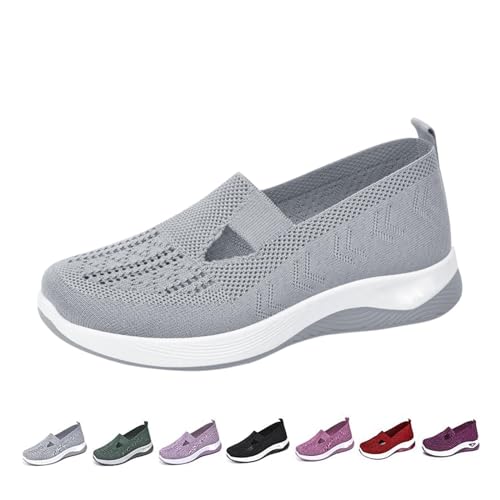 BIUBIULOVE Orthopädische Turnschuhe Für Damen, Gewebte, Orthopädische, Atmungsaktive, Weiche Schuhe Zum Gehen, Slip-On-Schuhe Aus Schaumstoff Für Diabetiker (Grey,39) von BIUBIULOVE