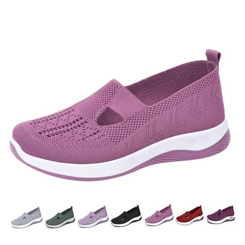 BIUBIULOVE Orthopädische Turnschuhe Für Damen, Gewebte, Orthopädische, Atmungsaktive, Weiche Schuhe Zum Gehen, Slip-On-Schuhe Aus Schaumstoff Für Diabetiker (Purple,37) von BIUBIULOVE