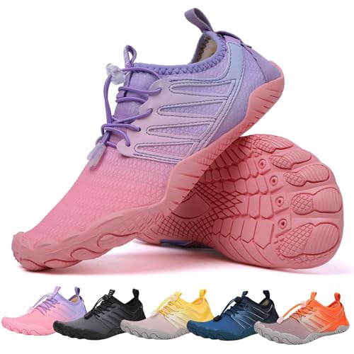 BIUBIULOVE Wanderschuhe Barfuß Für Damen Und Herren, Wanderschuhe Barfußschuhe, Gesunde Und rutschfeste, Atmungsaktive Barfußschuhe, Outdoor-Barfuß-Trailrunning-Schuhe Mit Breiter Zehenbox (Rosa,39) von BIUBIULOVE