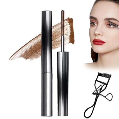 Nou Iron Wand Mascara, Iron Wand Mascara,3D-Curling-Wimpern-Eisen-Mascara,Waschbare,Extra Dünne Metall-Mascara,Wasserdicht,Wischfest,Langlebig,Kein Abblättern,Kein Verklumpen (Braun) von BIUBIULOVE