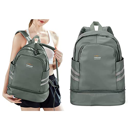 BJLFS Großer Reiserucksack für Damen, faltbarer Laptop-Reiserucksack, wasserdichter Outdoor-Sportrucksack, lässiger Schulrucksack, verstaubarer Fitness-Rucksack mit Schuhfach von BJLFS