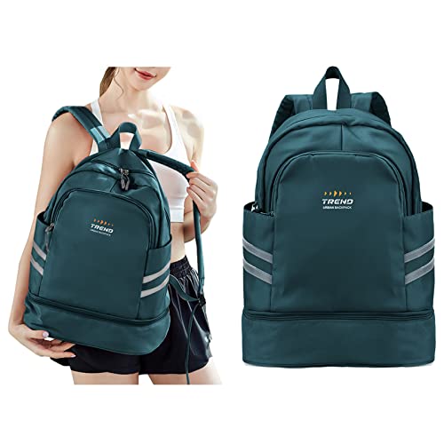 BJLFS Großer Reiserucksack für Damen, faltbarer Laptop-Reiserucksack, wasserdichter Outdoor-Sportrucksack, lässiger Schulrucksack, verstaubarer Fitness-Rucksack mit Schuhfach von BJLFS