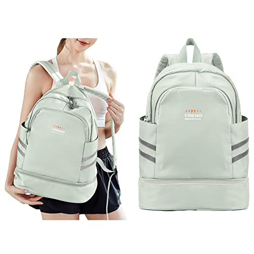 BJLFS Großer Reiserucksack für Damen, faltbarer Laptop-Reiserucksack, wasserdichter Outdoor-Sportrucksack, lässiger Schulrucksack, verstaubarer Fitness-Rucksack mit Schuhfach von BJLFS