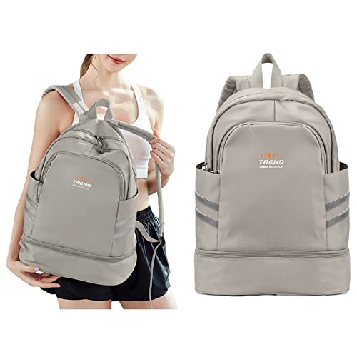 BJLFS Großer Reiserucksack für Damen, faltbarer Laptop-Reiserucksack, wasserdichter Outdoor-Sportrucksack, lässiger Schulrucksack, verstaubarer Fitness-Rucksack mit Schuhfach von BJLFS