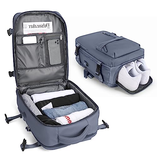 BJLFS Groß Handgepäck Rucksack 40x20x25 Ryanair Reiserucksack Damen Handgepäck flugzeug Easyjet Handgepäck 45x36x20 Rucksack Damen mit Laptopfach Wasserdichter Tagesrucksack mit Schuhfach von BJLFS