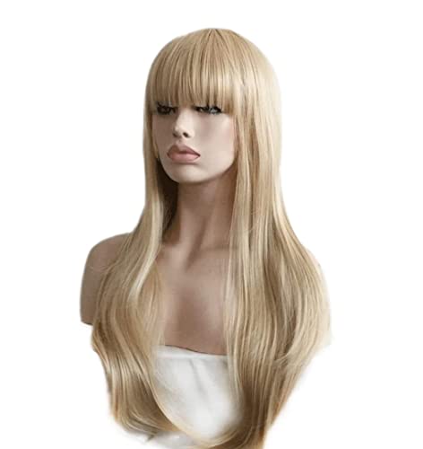 Perücken Perücke Natürliche Blonde Perücken Langwellige Perücke Mit Pony Synthetische Perücken Modeperücke Für Die Tägliche Partyperücke Täglichen Party von BKALIT