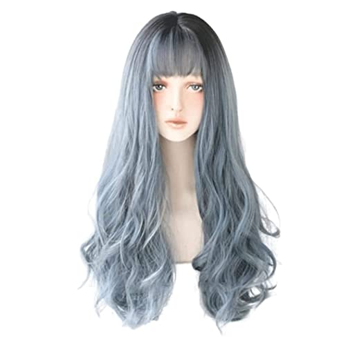 Perücken Perücke Natürliche Long Wavy Wigs For Women Synthetic Heat Resistant Fiber Wig Sweet Girl Wig Täglichen Party (Color : A, Size : 26in) von BKALIT