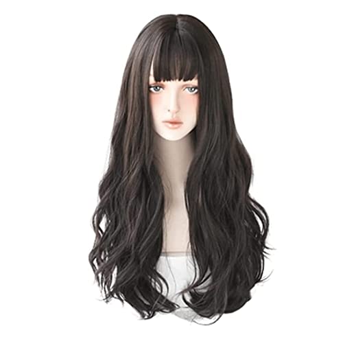 Perücken Perücke Natürliche Long Wavy Wigs For Women Synthetic Heat Resistant Fiber Wig Sweet Girl Wig Täglichen Party (Color : D, Size : 26in) von BKALIT