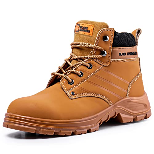 BLACK HAMMER Herren Sicherheitsschuhe S3 Arbeitsschuhe & Stiefel im Freien Industrie Schuhe Lederstiefel Schuhe für Männer Stahlkappenschutz Knöchelstütze Wasserabweisend Wildleder Braun 6007 (39 EU) von BLACK HAMMER