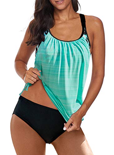 BLENCOT Tankini Set Damen Zweiteiler Elegant Bauchweg Badeanzug Zweiteiliger Bademode mit Shorts von BLENCOT