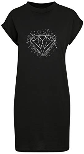 BlingelingShirts Damen Shirt Große Größen Longshirt Shirtkleid großer Diamant in kristall Glitzer Klunker Bling. schwarz. Gr. 3XL Evi von BLINGELING