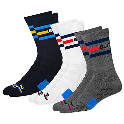 BLITZSOX 3 Paar Sportsocken Herren Damen Crew Socken Hitech Leistung Unisex Socken (Laufen, Tennis, Training & Fitness), Größe: 35-38 von BLITZSOX