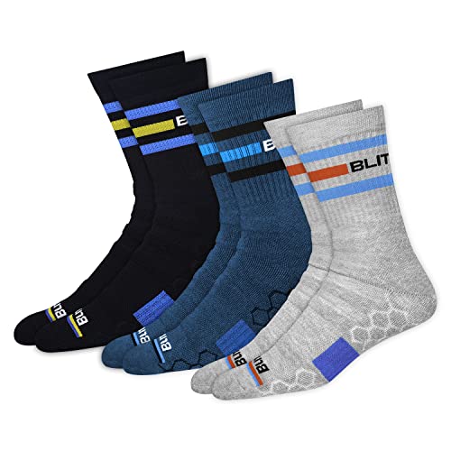 BLITZSOX 3 Paar Sportsocken Herren Damen Crew Socken Hitech Leistung Unisex Socken (Laufen, Tennis, Training & Fitness), Größe: 43-46 von BLITZSOX