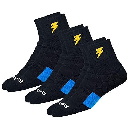 BLITZSOX 3 Paar Sneaker Socken Sportsocken Herren Damen HiTech Leistung Unisex Solide Quarter Socken Schwarz Grau Weiß (Laufen, Tennis, Training & Fitness), Größe: 47-49 von BLITZSOX