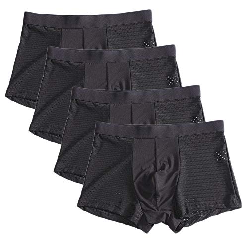 Boxershorts Herren Baumwolle 4Pcs Bambus Faser Plus Große Größe Shorts Atmungsaktive Unterwäsche 5XL 6XL 7XL 8XL-Black_8XL_4Pcs von BLOMDE