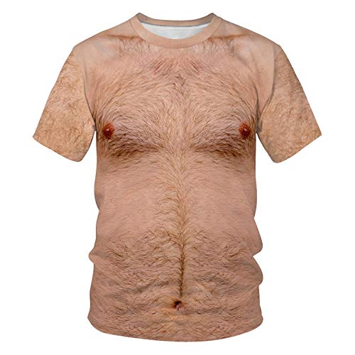 Herren T Shirt Muskel Brusthaar 3D-Druck Sommermode T-Shirt Kurzärmelige T-Shirt Herren- Und Damenoberteile-Tx-01_4XL von BLOMDE