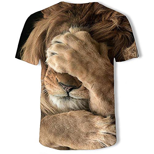 Herren Tshirt Modisches Löwen-3D-Bedrucktes Kurzärmeliges Rundhals-T-Shirt-C._4XL von BLOMDE